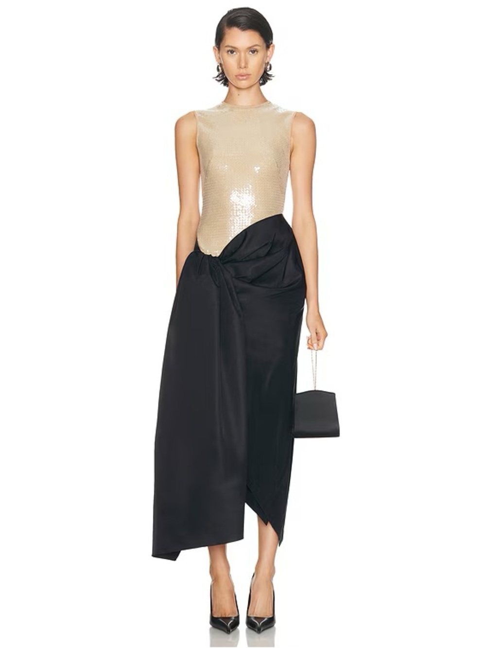 David Kona Sequin Draped Maxi Dress